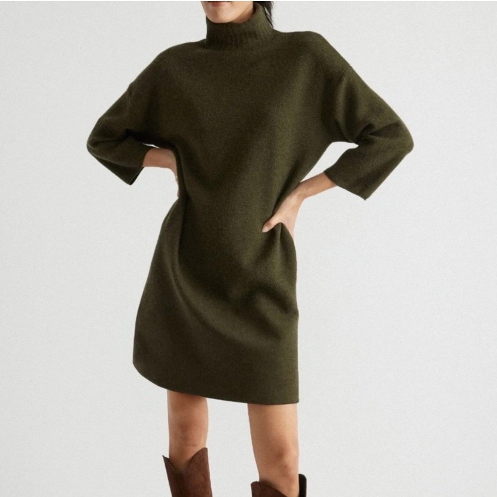 Pomander Place Vivianne Mini Dress Sz S Turtleneck Moss Green Shimmer Tuckernuck